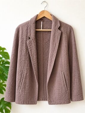 Free People Textured Open Front Blazer